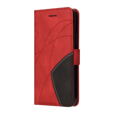 Чехол-книжка Dual-color Splicing Horizontal Flip для Vivo Y21 2020/Y21s/Y33s - красный
