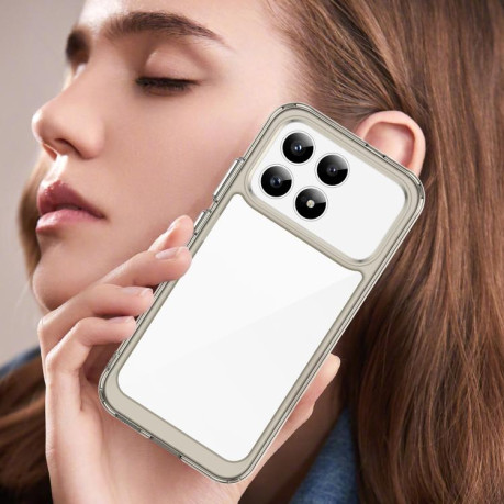 Протиударний чохол Colorful Acrylic Series з кольоровою силіконовою боковиною на Xiaomi Redmi K90 / Poco F8 Pro — прозоро-сірий