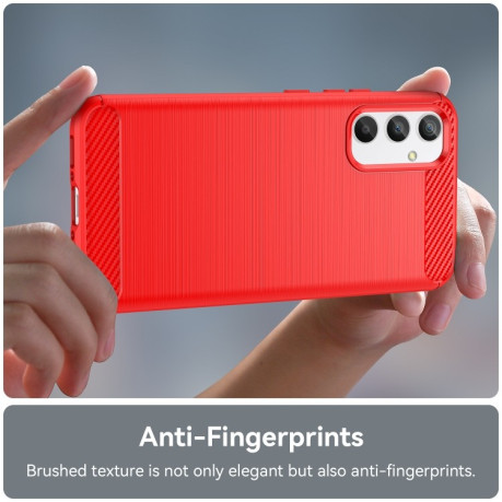 Противоударный чехол Brushed Texture Carbon Fiber на Samsung Galaxy A34 5G - красный