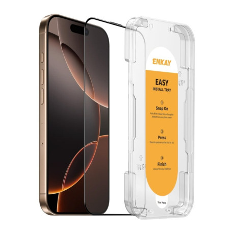 Захисне Скло ENKAY Easy Install High Alumina Silicon для iPhone 16 Pro - чорне