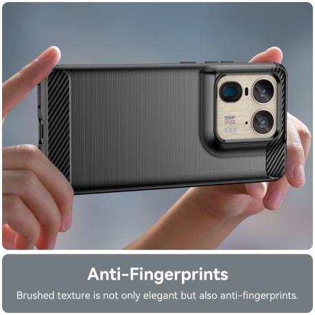 Протиударний чохол Brushed Texture Carbon Fiber на Motorola Edge 50 Ultra - чорний