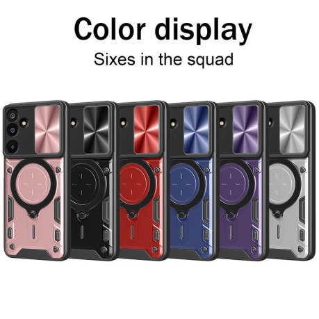 Протиударний чохол CD Texture Sliding Camshield Magnetic Holder на Samsung Galaxy M16 5G - чорний