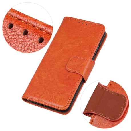 Чехол-книжка Mirren Crazy Horse для Xiaomi Redmi Note 14 4G 164.84mm - оранжевый