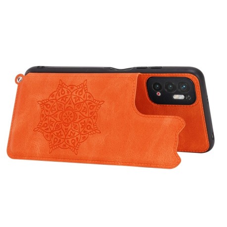 Противоударный чехол Mandala with Card Slot для Xiaomi Poco M3 Pro/Redmi Note 10 5G/10T/11 SE - оранжевый