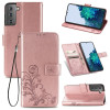 Чохол-книжка Four-leaf Clasp Embossed Buckle Samsung Galaxy S22 Plus 5G - рожеве золото