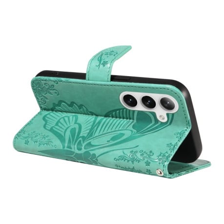 Чохол-книжка Swallowtail Butterfly Embossed Leather для Samsung Galaxy S25+ / S24+ 5G - зелений