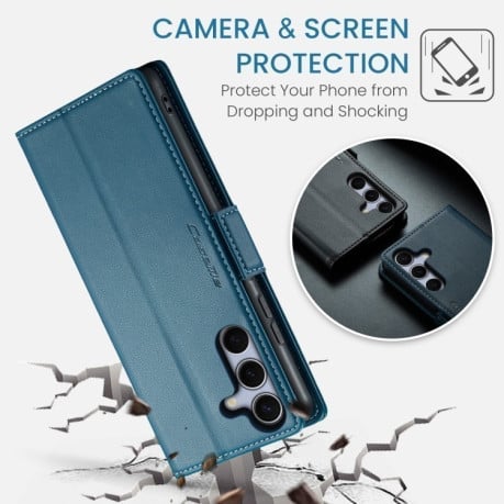 Чохол-книжка CaseMe 023 Butterfly Buckle Litchi RFID Anti-theft Leather  для Samsung Galaxy S25+ 5G - синій