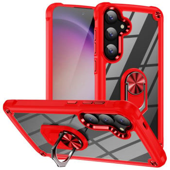 Противоударный чехол Acrylic Ring Holder на Samsung Galaxy A57 5G — красный