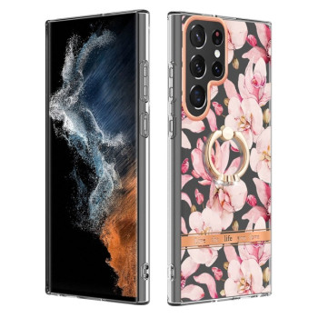 Протиударний чохол Ring IMD Flowers для Samsung Galaxy S23 Ultra 5G - Pink Gardenia
