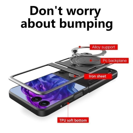 Противоударный чехол CD Texture Sliding Camshield Magnetic Holder на Motorola Razr 50 Ultra - серебристый