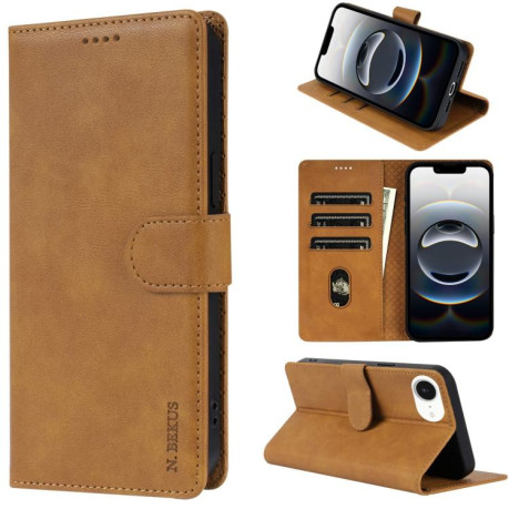Чехол-книжка NBEKUS CSJ-P1 Solid Color Leather на iPhone 16e - коричневый