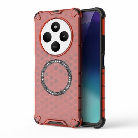 Противоударный чехол Honeycomb Magnetic Ring Shockproof на Xiaomi Redmi 14C 4G/Poco C75/Redmi A4 5G - красный