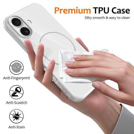 Противоударный чехол Glossy TPU Shockproof MagSafe на iPhone 17 - белый