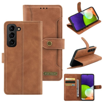 Чехол-книжка Copper Buckle Craft для Samsung Galaxy S22 5G - коричневый