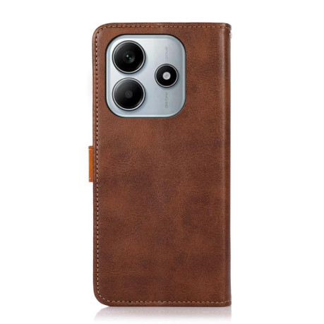 Чехол-книжка KHAZNEH Cowhide Texture на Xiaomi Redmi Note 14 4G 164.84mm - коричневый