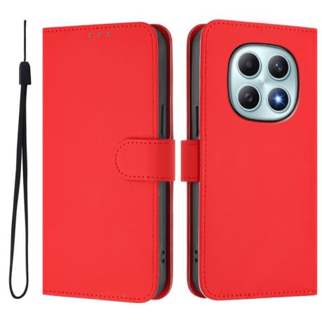 Чохол-книжка з м'яким покриттям (Skin Feel) зі шнурком на Xiaomi Redmi Note 15 4G / 5G /Poco M8 164mm — червоний