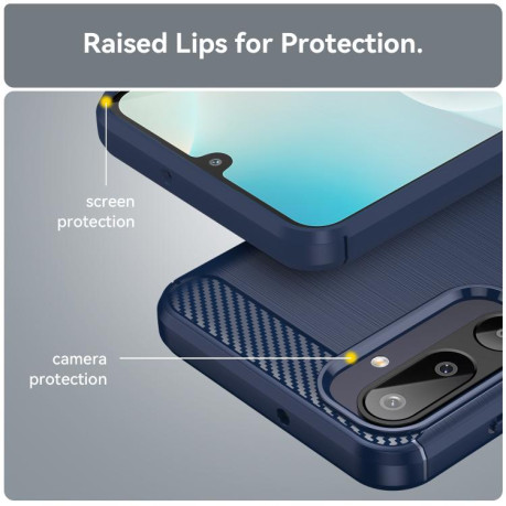 Протиударний чохол Brushed Texture Carbon Fiber Samsung Galaxy M16 5G - синій