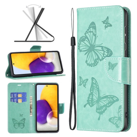 Чехол-книжка Butterflies Pattern на Samsung Galaxy A73 5G  - зеленый