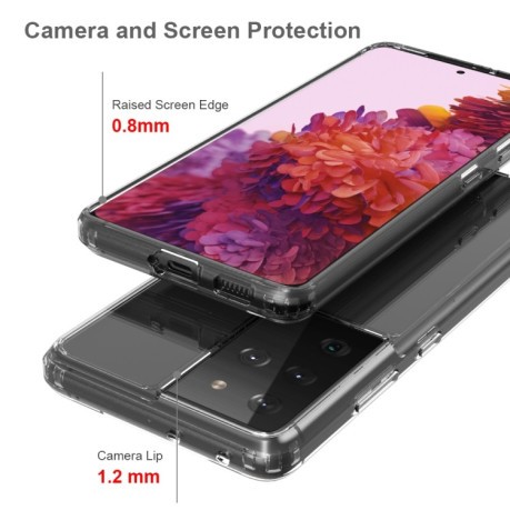 Акриловый противоударный чехол HMC на Samsung Galaxy S21 Ultra - розовый
