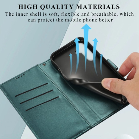 Чохол-книжка PU Genuine Leather Texture Embossed Line для Samsung Galaxy M55 - зелений