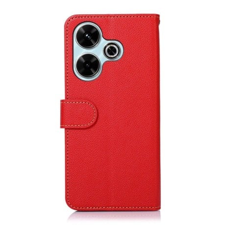 Чехол-книжка KHAZNEH Litchi Texture для Xiaomi Redmi 13 4G - красный