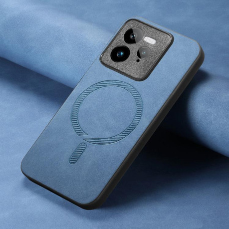 Чехол Retro MagSafe Magnetic PU на Realme GT7 Pro - синий