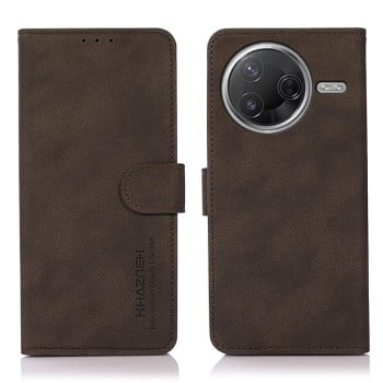 Чехол-книжка KHAZNEH матовая фактура на Xiaomi Poco F7 Pro / F7 Ultra Global - коричневый