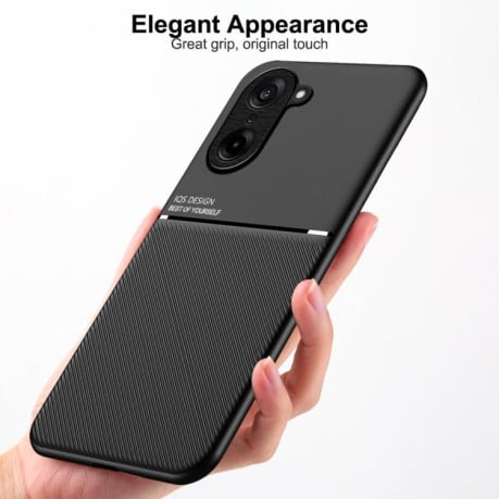 Противоударный чехол Tilt Strip Grain на OnePlus Ace 5 Racing / Nord CE 5 - черный