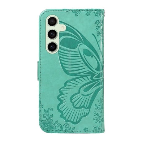 Чохол-книжка Swallowtail Butterfly Embossed Leather для Samsung Galaxy S24 FE 5G - зелений