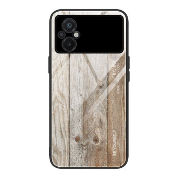 Противоударный чехол Wood Grain Glass на Xiaomi Poco M5 - серый