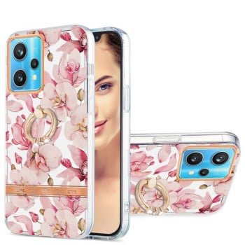 Противоударный чехол Ring IMD Flowers для Realme 9 Pro Plus 5G - Pink Gardenia