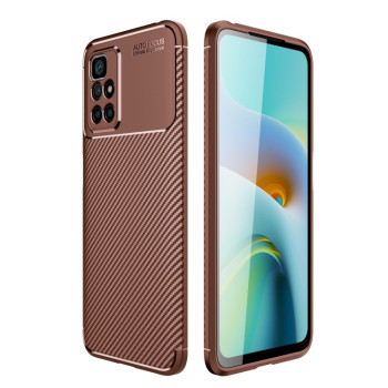 Ударозащитный чехол HMC Carbon Fiber Texture на Xiaomi Redmi 10/10 Prime - коричневый