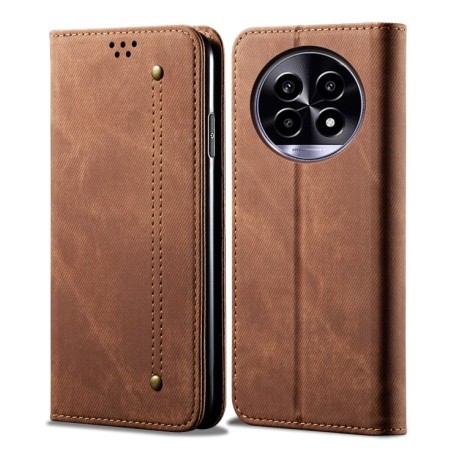 Чехол книжка Denim Texture Casual Style на Realme 13 Pro 5G Global - коричневый