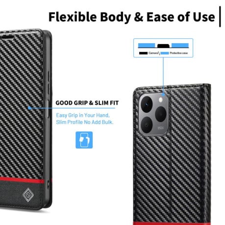 Чехол-книжка LC.IMEEKE Carbon Fiber на Xiaomi 15T 5G - Black
