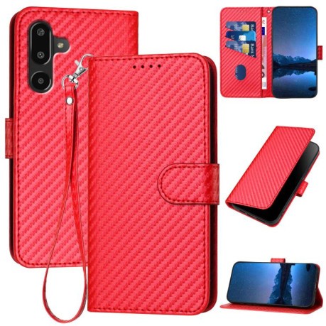 Чехол-книжка Carbon Fiber Texture на For на Samsung Galaxy F16 5G / M16 5G  - красный