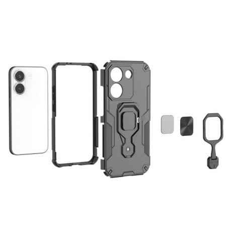 Противоударный чехол Metal Kickstand TPU Hybrid PC на Xiaomi Redmi Turbo 5 / Poco X8 Pro 5G — серый