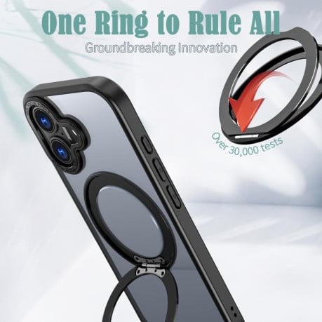 Чохол kalebol з MagSafe та підставкою 360 Metal Ring Holder на iPhone 17 - чорний