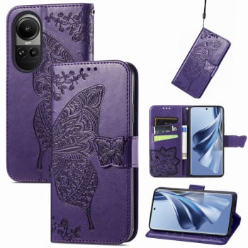 Чохол-книжка Butterfly Love Flower Embossed на OPPO Reno10 / 10 Pro Global - фіолетовий