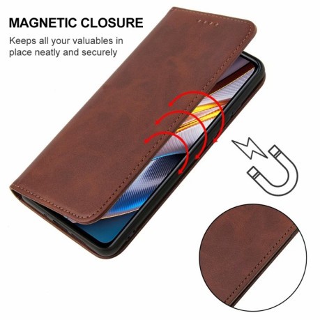 Чехол-книжка Magnetic Closure для Xiaomi Poco X4 GT - коричневый