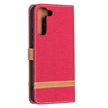 Чохол-книжка Color Matching Denim Texture на Samsung Galaxy S22 Plus 5G - червоний
