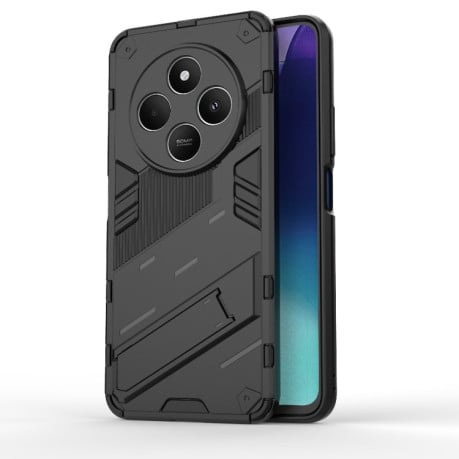 Противоударный чехол Punk Armor с подставкой на Xiaomi Redmi 14C 4G/Poco C75/Redmi A4 5G - черный