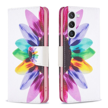Чехол-книжка Colored Drawing Pattern для Samsung Galaxy S24 5G - Flower