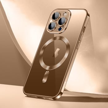 Силиконовый чехол SULADA с MagSafe с блестящим покрытием на iPhone 16 Pro Max - золотой