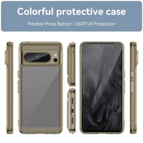 Протиударний чохол Colorful Acrylic Series із кольоровою силіконовою боковиною на Google Pixel 8 Pro - прозоро-сірий