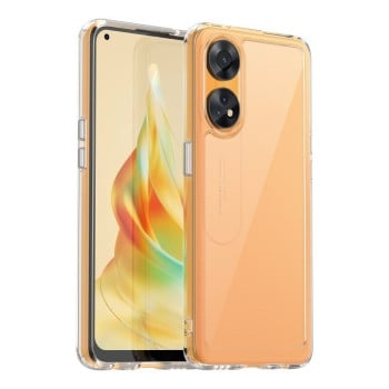 Противоударный чехол  Colorful Acrylic Series с цветной силиконовой боковиной на OPPO Reno8 T 4G - прозрачный