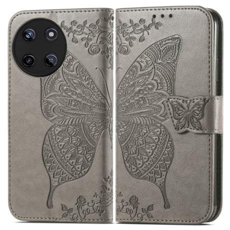 Чехол-книжка Butterfly Love Flower Embossed для Realme 11 4G Global - серый