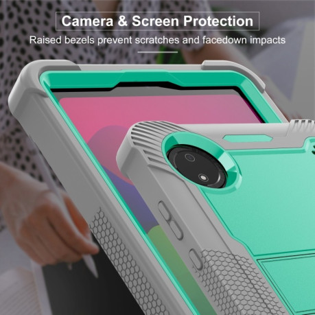 Чохол Silicone Hybrid PC Tablet Case with Holder &amp; Shoulder Strap для Xiaomi Redmi Pad SE 8.7 - Mint Green + Grey