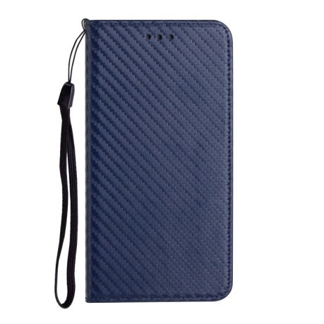 Чехол-книжка Carbon Fiber Texture Magnetic Flip для iPhone 16 Pro Max - синий