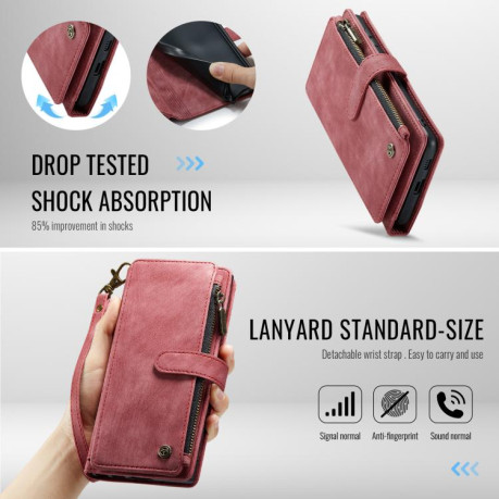 Чехол-кошелек CaseMe-C30 для Samsung Galaxy S25 5G - красный