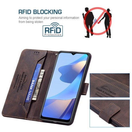Чехол-книжка RFID Blocking на OPPO A16/ A16s/ A54s/ A55 5G/ A53s - коричневый